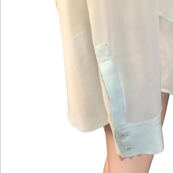 Trouve pale green long sleeve silk button down sheer top size small - Picture 6 of 11